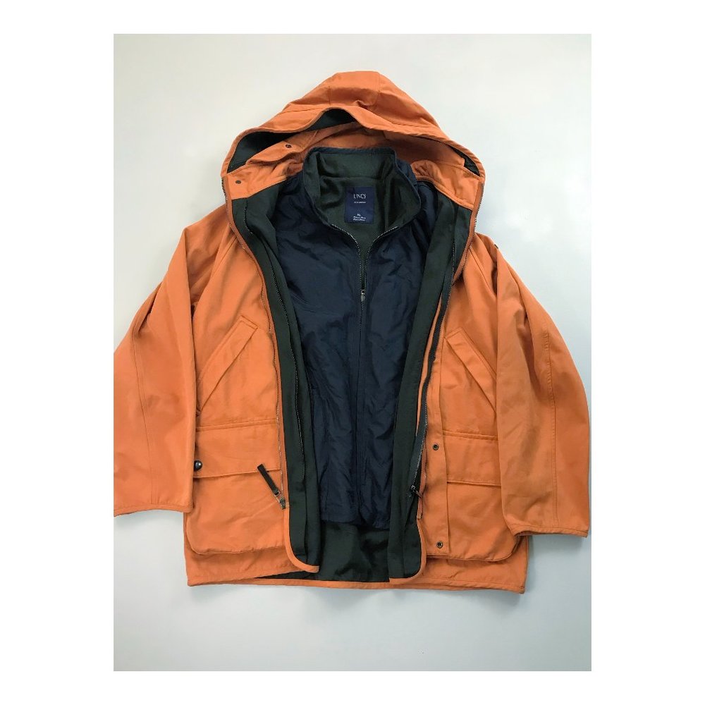 LINCS David Chu 3-Way Convertible Field Jacket XL $395 Quilted Vest Burnt Orange